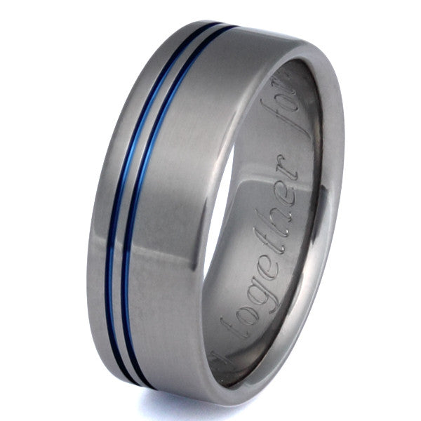 Tungsten Wedding Band with Blue Line | Camo Ever After
